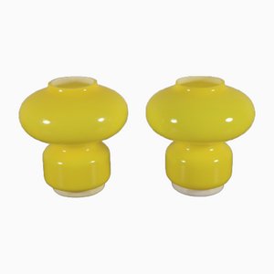 Yellow Glass Mushroom Table Lamps from Veart, Italy, Set of 2