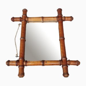 Antique French Mirror in Faux Bamboo Frame