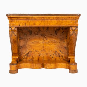 Antique Italian Console Table in Burr Wood and Walnut, 1800s
