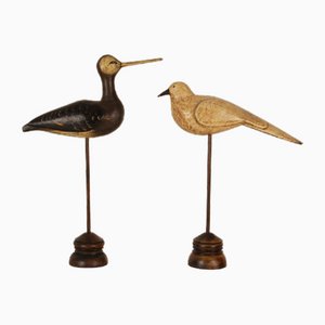 Französische Vintage Vogelfiguren aus geschnitztem Holz, 1950er, 2er Set
