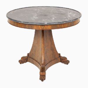 Antique French Guéridon in Walnut with Marble Top, 1800s