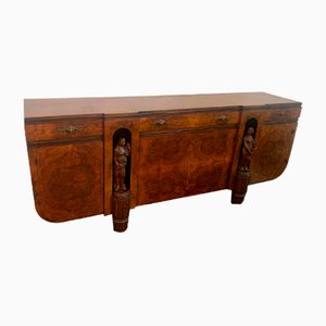 Vintage Sideboard in Walnut Root with Sculptures on the Front, 1920s