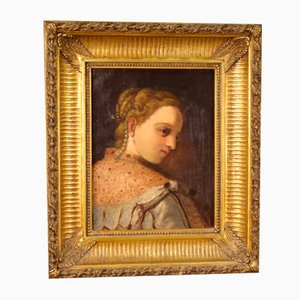 German Artist, Portrait of a Young Noblewoman, Late 19th Century, Oil on Canvas, Framed