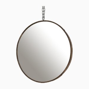 Circular Mirror with Brass Edges, Italy, 1950s