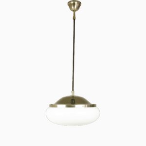 White and Brown Plastic Shade Model 2/5 Pendant Lamp by Gianemilio Piero & Anna Monti for Kartell, 1960s