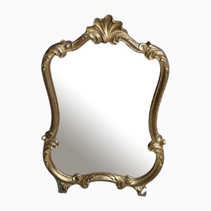 Louis XV Golden Carved Wooden Rockery Mirror, 1960s