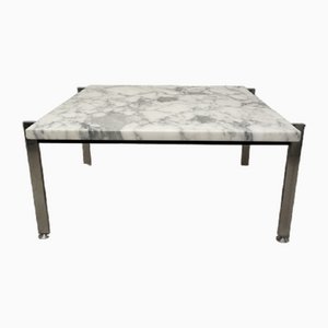 Tavolino da caffè in acciaio cromato e marmo di Étienne Fermigier, anni '60