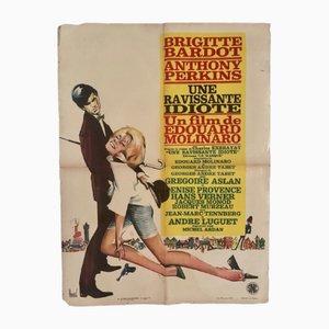 French Une Ravissante Idiote Movie Poster with Brigitte Bardot & Anthony Perkins by Edouard Molinaro, 1960s