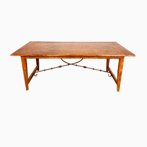 Mid-Century French Rural Oak Dining Table with Smithing, 1950s.
