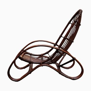 Bamboo and Rattan Lounge Chair, Italy, 1960s