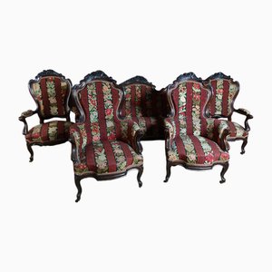 Sofá y sillas de salón Louis Philippe XIX. Juego de 5