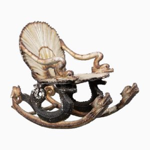 Italienischer Venezianischer Schaukelstuhl mit geschnitzter Muschel