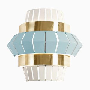 Jade and Ivory Comb Wall Lamp with Brass Ring by Dooq