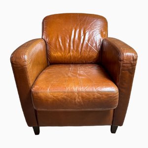 Vintage Cognac Brown Leather Armchair