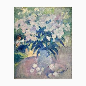 Olga Bogaevskaja, Light Blue Bouquet, Oil Painting, 1983