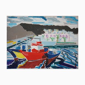 Jackson, Puerto de Mogán, Gran Canaria, Barcos de pesca, 2010, Óleo sobre lienzo