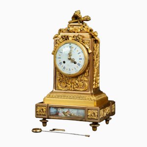 Horloge Napoléon III en Bronze Doré et Porcelaine de Sèvres, France