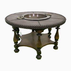 Table de Fumeur ou Table Basse avec Bol en Métal et Cadre en Bois