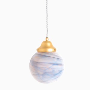 Lámpara colgante Art Déco de cristal de Murano y mármol, años 60