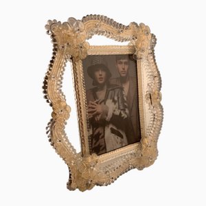 Transparent Photo Frame in Gold Murano Glass by Simoeng