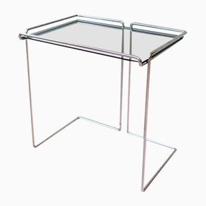 Chromed Metal and Smoked Glass Side Table, 1970s