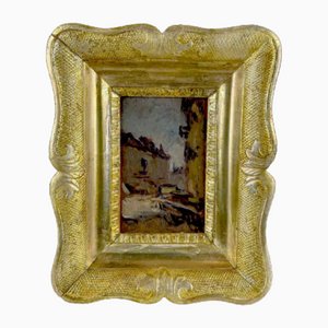 Achille Cattaneo, l Tombone di San Marco Veduta di Milano, Early 1900s, Oil on Board, Framed