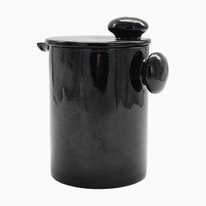 Black Glazed Ceramic Milk Jug by Enzo Bioli, 1960s