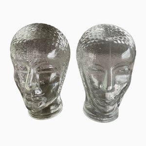 Heads in Molded Glass, Set of 2