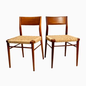 Model 351 Chairs in Walnut and Wicker Cane by Georg Leowald for Wilkhahn, 1960s, Set of 2