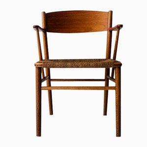 Oak, Teak and Rope Armchair attributed to Borge Morgensen for Søborg Møbelfabrik, 1940s