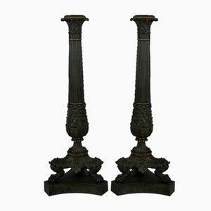 Candelabros de bronce de la Restauración de principios del siglo XIX. Juego de 2