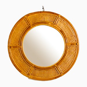Rattan and Bamboo Mirror, Italy, 1980s