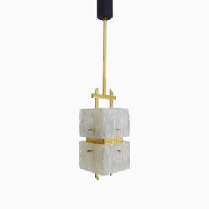 Modernist Brass and Glass Ceiling Light from Arlus, France, 1950s