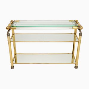 Vintage Acrylic Glass & Gold Leaf Console Table by Curvasa, 1970a