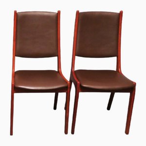 Danish Teak and Leather Dining Chairs from Ks Møbler, 1960s, Set of 2