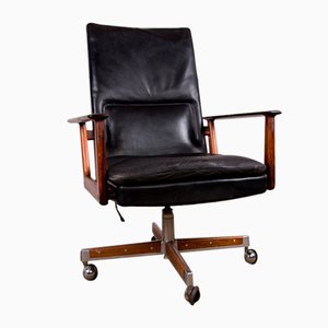 Large Danish Rosewood and Leather Model 419 Desk Chair by Arne Vodder for Sibast ,1960s
