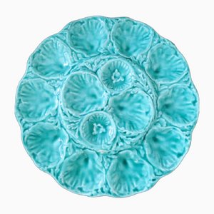 Large Turquoise Oyster Plate, 1960s