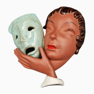 Goldscheider Ceramic Wall Mask, 1940s