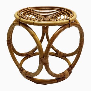 Tabouret Rond en Rotin, 1970s