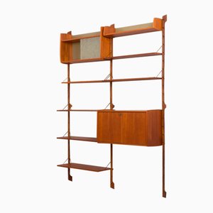 Scandinavian Ergo Home Office Wall Unit with a Secretary and Glass Cabinet, Norway, 1960s