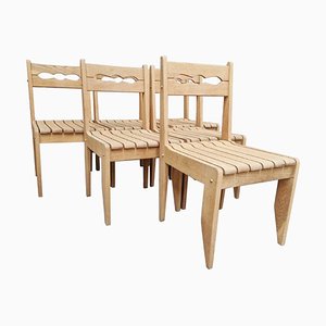 Wood Chairs attributed to Guillerme et Chambron for Votre Maison, 1950s, Set of 6