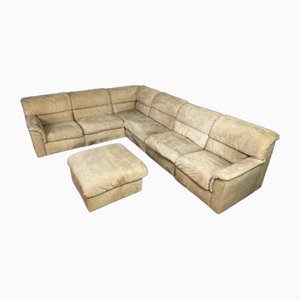 Corner Sofa and Ottoman in Natural Sand Leather from Rolf Benz, Set of 2