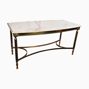 Mid-Century Hollywood Regency Italian Brass and Marble Side Coffee Table, 1980s