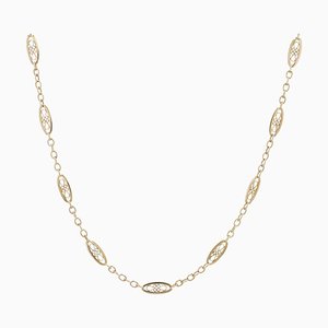 18 Karat Yellow Gold Filigree Links Chain, France, 1900s