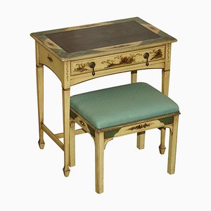 Table Vintage avec Tabouret, Chine, Set de 2