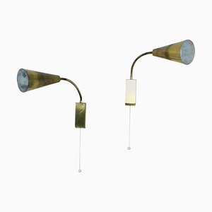 Modernist Brass and Metal Sconces in the Style of Stilnovo, 1950s, Set of 2