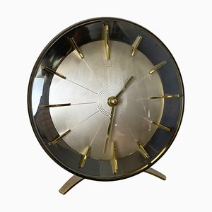 Hollywood Regency Brass Table Clock from Junghans Meister, Germany, 1950s