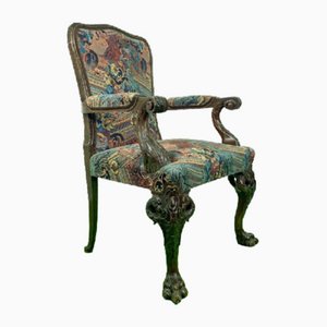 Italian Renaissance Throne Armchair in Hand-Carved Walnut, 1860s