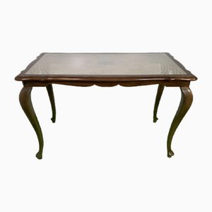 Chippendale Coffee Table in Wicker with Glass Top, 1940