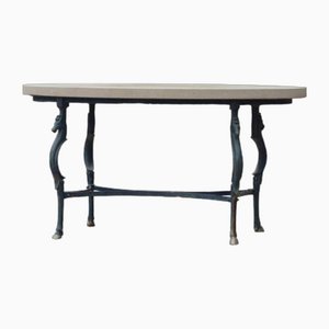 Oval Patinated Steel Centre Table in the Style of Maison Jansen, 1940s